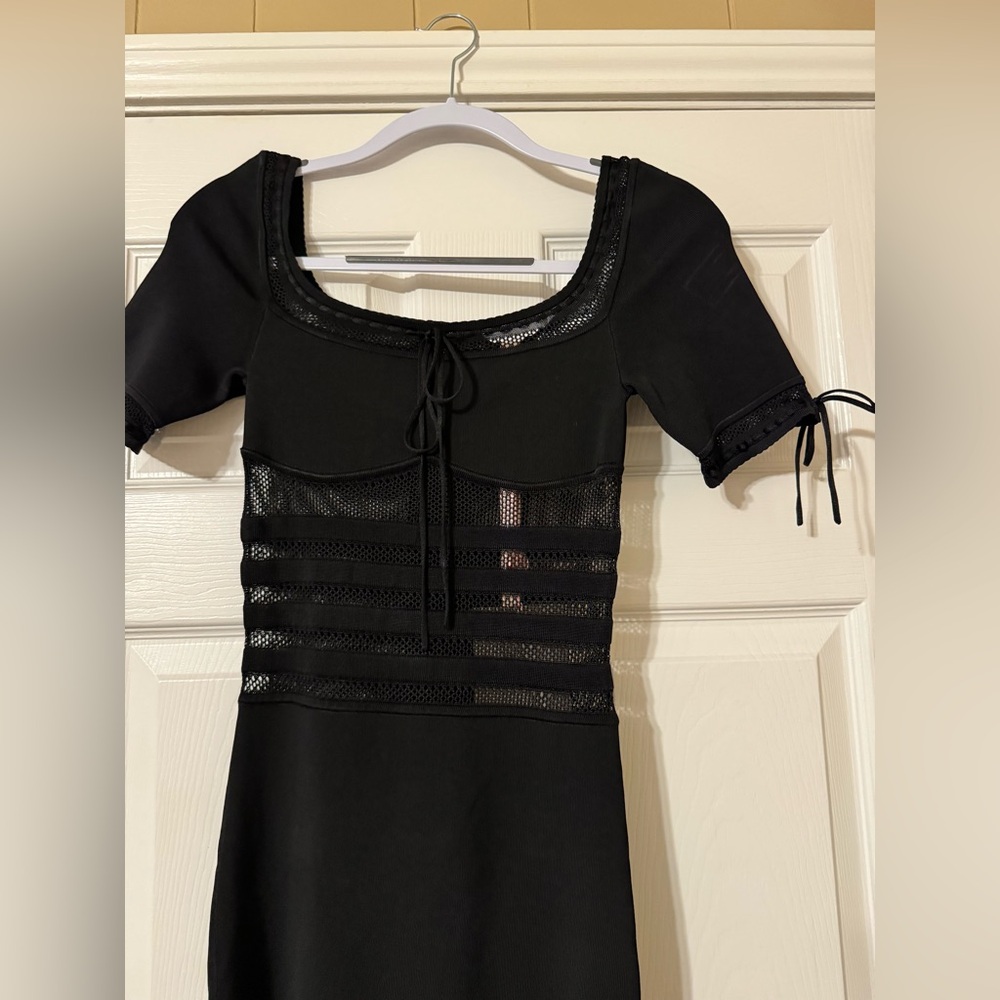 NEW HOUSE OF CB LILLA BLACK OPENWORK KNIT 
MIDI DRESS SIZE XS - Picture 11 of 15